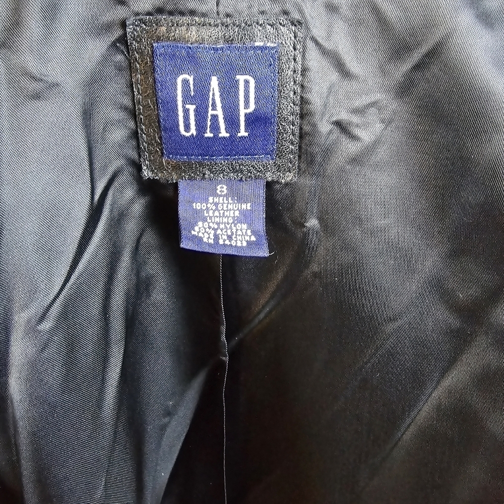 Gap leather black jacket woman's size 8  Great Qulity Leather - Picture 2 of 5